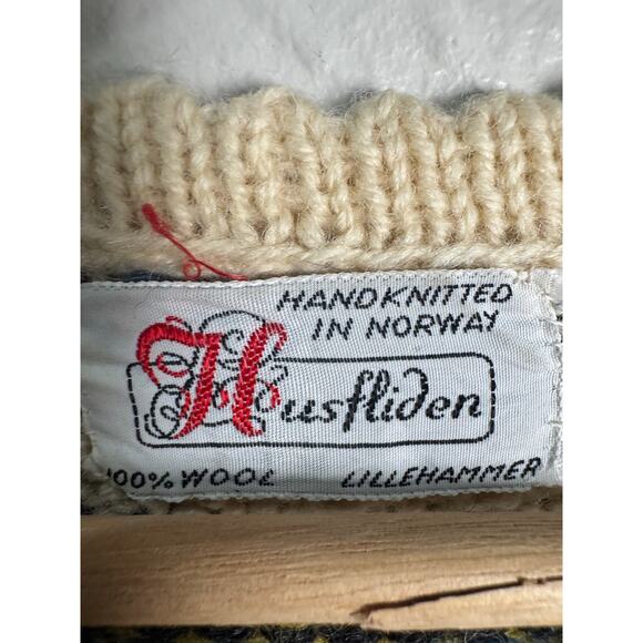 Vintage Husfliden Hand Knit Wool Cardigan Lillehammer Norway - Picture 2 of 10